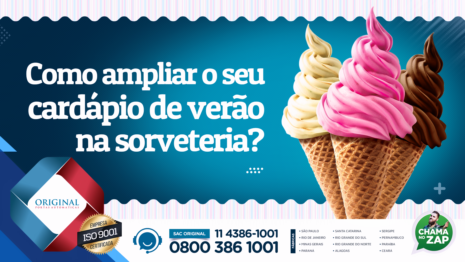 cardápio de verão na sorveteria