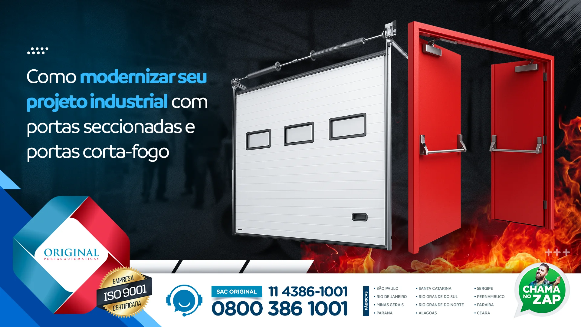 portas seccionadas e corta-fogo